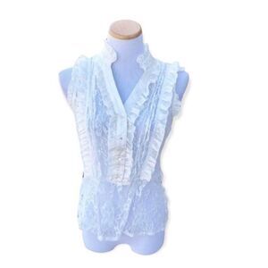 Womens Annabelle Lace Semi-Sheer Sleeveless Sweetheart Top - Sz L